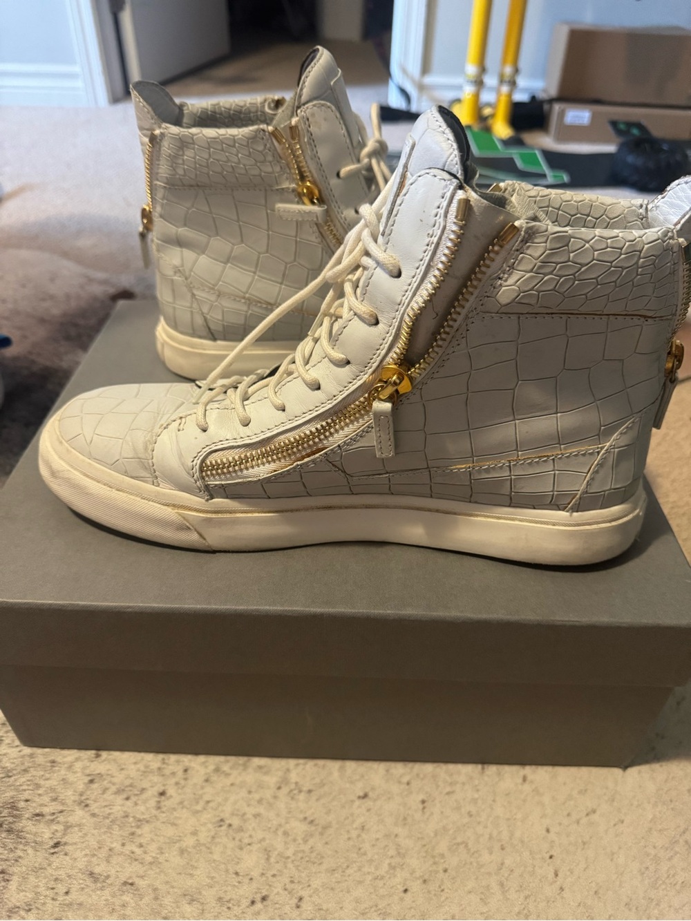 Giuseppe Zanotti London TR High-Top Sneakers – White Croc Embossed